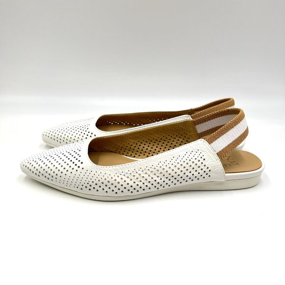 Naturalizer Womens Size 8 White Leather Slingback‎ Perforated Flats Shoes - Picture 6 of 12
